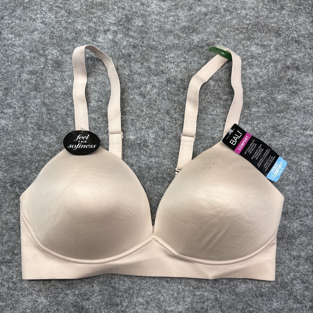 NEW Bali Comfort Revolution Perfect wirefree bra women's large neutral DF3460
